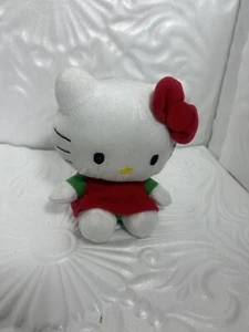 Hello Kitty Stuffed Plush Red Green Sitting 6.5" Sanrio Collectible - Picture 1 of 10
