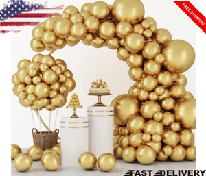 129pcs Metallic Gold Balloons Different Sizes 18 12 10 5 Inch, Latex Balloon Gar - Picture 1 of 8