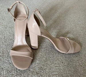 MNG (MANGO) .. Stunning Nude Open Toe Ankle Strap Patent Shoe Size EU 40 UK 7 - Picture 1 of 8