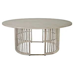 SHARI MANGO WOOD OVAL DINING TABLE DRIFTWOOD WHITEWASH 180CM - Picture 1 of 4