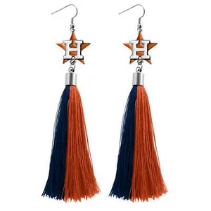 Houston Astros Tassel Earrings MLB Authentic Made by Little Earth - Picture 1 of 1