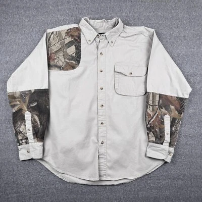 Guide Series Long Sleeve Button Up Shirt Men’s Large Tan Camo Hunting Outdoor - Image 1 of 4