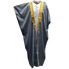 Men's Premium 3 Quarter Sleeve Arabian Bisht Grey Gold Cloak Arab Dress Thobe