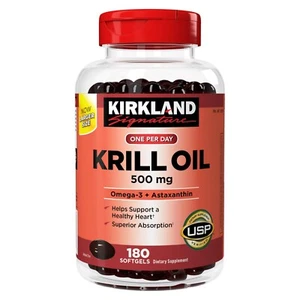 Kirkland Signature One-Per-Day Krill Oil 500 mg, 180 Softgels, UK SELLER - Picture 1 of 5