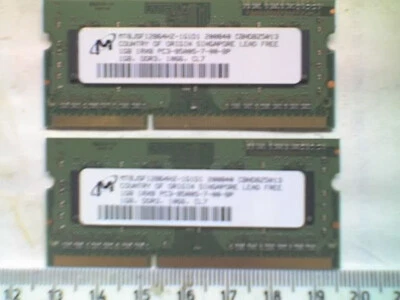 2x Micron MT8JSF12864HZ-1G1D1 (1GB DDR3 PC3-8500S 1066MHz SODIMM 204-pin) DRAM-V - Image 1 of 2