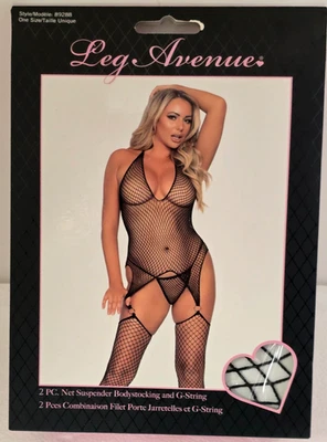 2 PC. NET SUSPENDER BODYSTOCKING and G-STRING Set by LEG AVENUE(89288) - Image 1 of 2