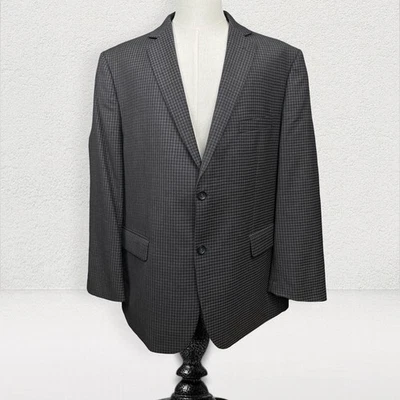 Pronto Uomo Platinum Blazer Men 48R Grey Checkered Wool Blend Dual Vent Coat - Image 1 of 4