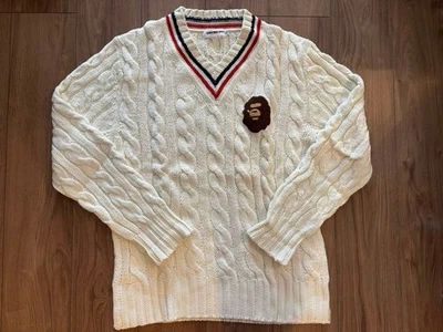 A Bathing Ape BAPE V-Neck Knit Sweater L Mint Unisex Top - Image 1 of 4