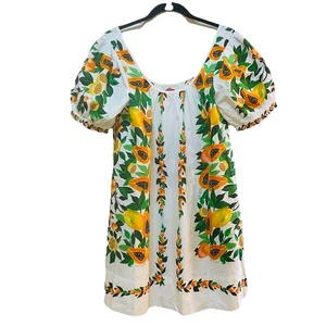 FARM RIO White with Papaya Salad Scarf Mini Dress Size Sz XS NWT MSRP$190 - Picture 1 of 7
