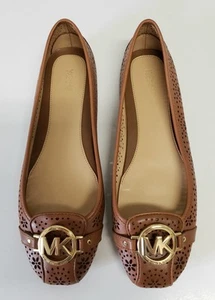 Michael Kors Fulton Moccasin Loafer Size 10 Floral Cut-out Color Luggage Brown - Picture 1 of 11