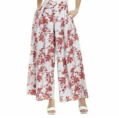 Pantalones Club Monaco Suave Algodón Seda Estampado Floral Pierna Ancha Talla 2 Foto 1 de 4