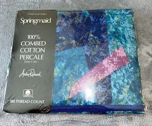 Vtg Springmaid 100% Cotton Twin Percale Flat Sheet Andre Richard Jeweled Marble - Picture 1 of 2