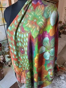 Printed Pashmina Multicolor Floral Print Scarf fashionable youth party stole - Picture 1 of 4