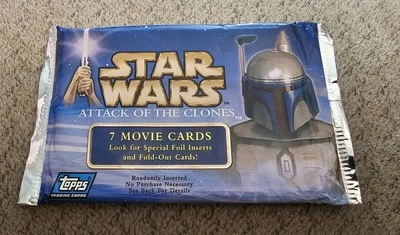 Paquete de 7 cartas coleccionables Topps de Star Wars: Attack of the Clones 2002. Sin abrir  Foto 1 de 2
