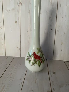 Lefton Cardinal Bud Vase Gold Trim Japan Original Sticker Vintage - Picture 1 of 7