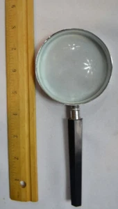 VTG Black Hexagonal Screw Handle Hand Held Magnifying Glass Concave Lens Silver - Picture 1 of 1