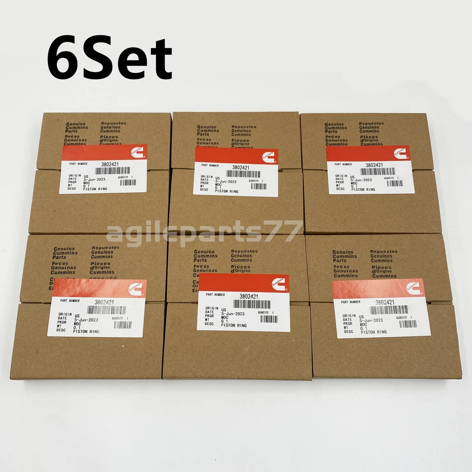 6Set Standard STD Piston Rings For 89-98  Cummins 4BT 6BT 5.9 12V 24V 3802421 US - Image 1 of 4