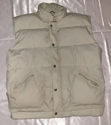 复古 70 年代羽绒羽绒背心冬季背心尺寸 Lrg,米色,天鹅品牌 — 第 1/4 张图片