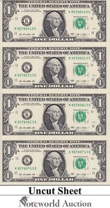 UNITED STATES USA 1 Dollar 2013 P 537 K-Dallas TX UNCUT 4 IN 1 UNC - Picture 1 of 5