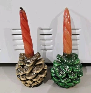 Vela Gurley Piña 3" Navidad Años 50 Figura Brillo Etiqueta Original - Imagen 1 de 6