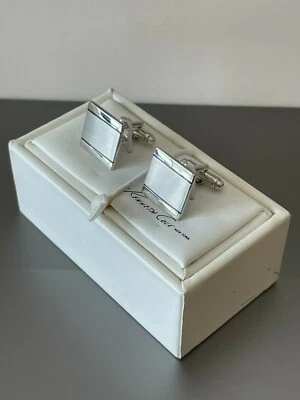 Kenneth Cole New York Men's Silver Square Brushed Cufflinks (Great Condition) - Изображение 1 из 3