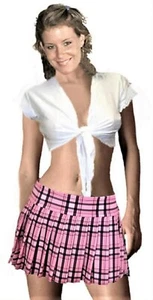REGULAR MINI Spandex Skirt Plaid Pleated (LycraBabyPink) - Picture 1 of 3
