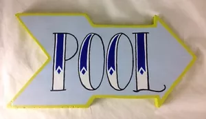 Handmade Hand Painted Wooden Pool Arrow Sign Home Bar Decor Wood Tattoo Unique - Picture 1 of 5