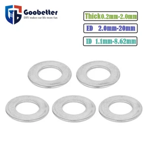A2 304 Stainless Steel - Flat Washers Gasket Metal Sealing Pads Shim ID 1.1-8mm - Picture 1 of 6