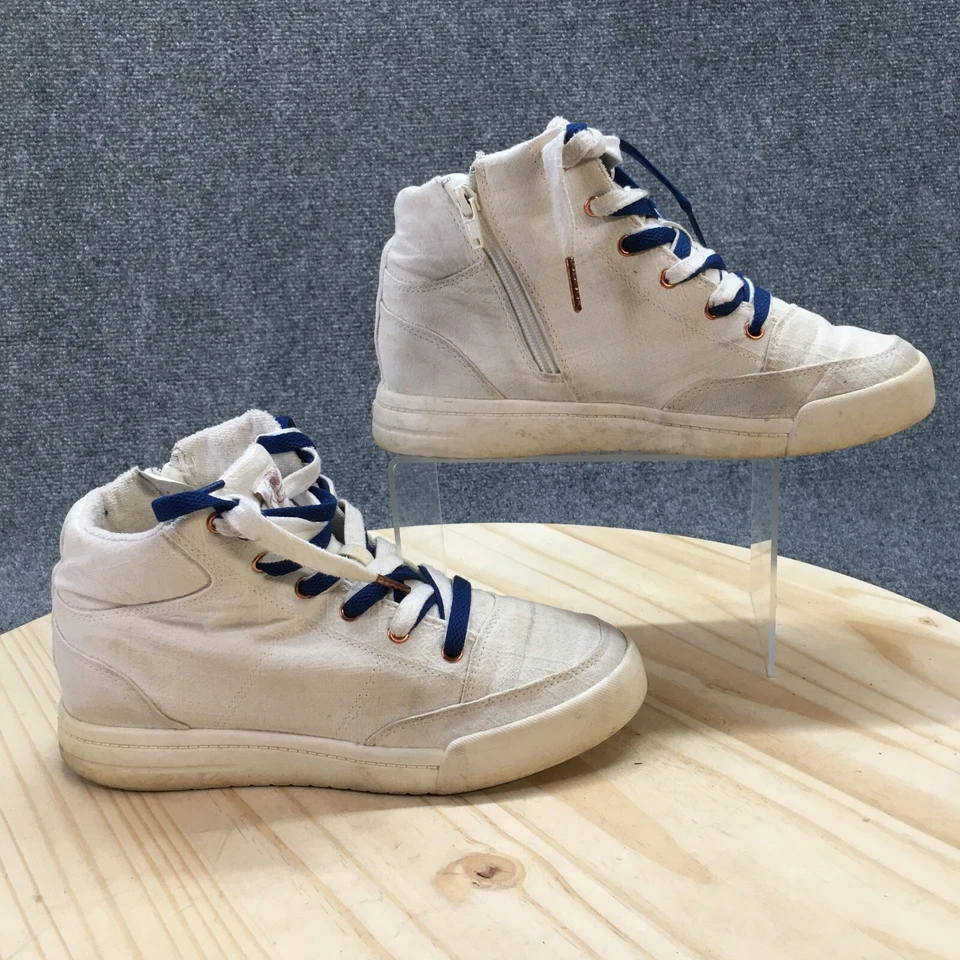 Roxy 鞋女式 8 Camy U 高帮系带运动鞋 ARJS600494 白色面料 — 第 1/4 张图片