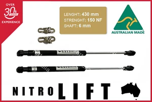 2 x new gas struts 430mm 150N 6mm shaft for CAMPER TRAILER, CARAVAN, or CANOPY - Picture 1 of 4