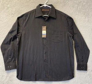 Perry Ellis Shirt Men XL Long Sleeve Button Striped Black NWT /58-51 - Picture 1 of 11
