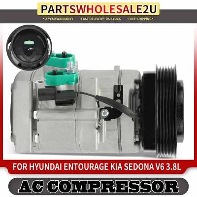 Compresor de aire acondicionado con embrague Hyundai Entourage 2007-2009 Kia Sedona 06-09 V6 3,8 L Foto 1 de 4