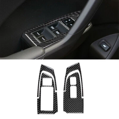 Cubierta de control de ventana delantera interior de fibra de carbono 4 piezas para Acura TSX 2009-14 Foto 1 de 4