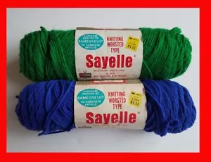 2 Skeins Kmart Orlon Sayelle Yarn 7035 Hunter Green 708 Royal Blue 4 Ply 4 oz. - Picture 1 of 1