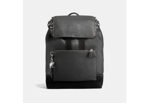Mochila Coach Manhattan remaches cuero negro y gamuza con dije Rexy 59416 - Imagen 1 de 11