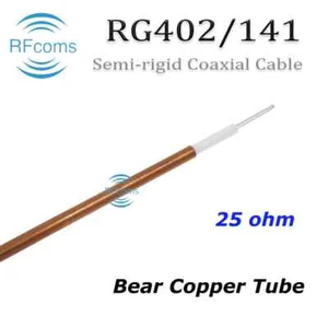 0.141in 141-25 Semi-rigid RG402 25Ohm 25 Ohm Bare Copper 0.141" Coaxial Cable 1M - Picture 1 of 6