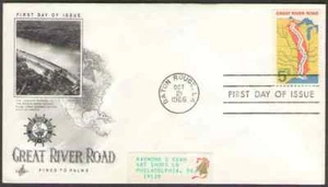 US. 1319. 5c. Map of Central U.S. with Great River Road. Art Craft FDC. 1966 - Picture 1 of 1
