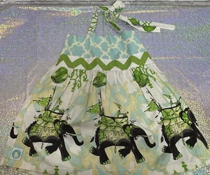 ApPEARel Tree Size 4T Ivory Green Halter Dress Elephant Polka Dot - Picture 1 of 10