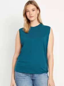 OLD NAVY Women's Size XL TALL Crew-Neck Cotton/Modal Muscle T-Shirt- North Sea - Picture 1 of 7