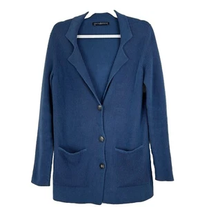Peruvian Connection Yacht Club Cardigan Sweater Blazer Blue Womens Small - Picture 1 of 11
