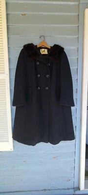 1940S старинный Ротмур черная норка гарбардин качели пальто костюм Скотти собака большой - Изображение 1 из 4