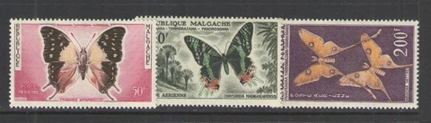 1960 MALAGASY Scott # C63-65 { BUTTERFLIES } STAMPS MLH Cover