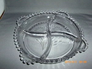VINTAGE IMPERIAL GLAS KERZENDOCHT TAB 4-TEILIG SCHALE HUGHES KORNBLUME UM 40er JAHRE - Bild 1 von 3