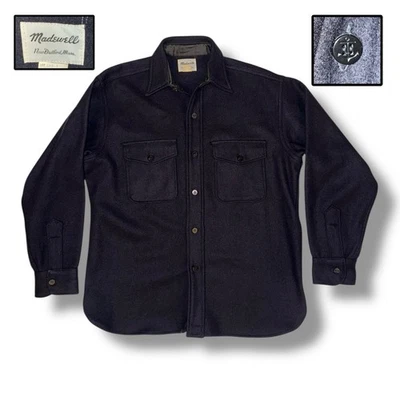 Camisa de Trabajo de Lana Madewell CPO HECHA POR UNIÓN RARA De Colección Años 60 Nueva Bedford Mass 16.5 Foto 1 de 4