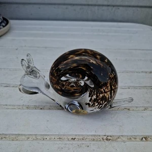 MARKED Wedgwood Speckled Brown Glass Snail Sculpture RSW268 - Picture 1 of 6