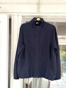 Cárdigan chaqueta ligera con cremallera de tela arrugada azul marino Cotton Traders talla 18 - Imagen 1 de 8
