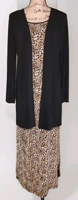Vintage JKLA California - Liquid Knit 2 PC Leopard Skirt Set - Size Medium - Image 1 of 4