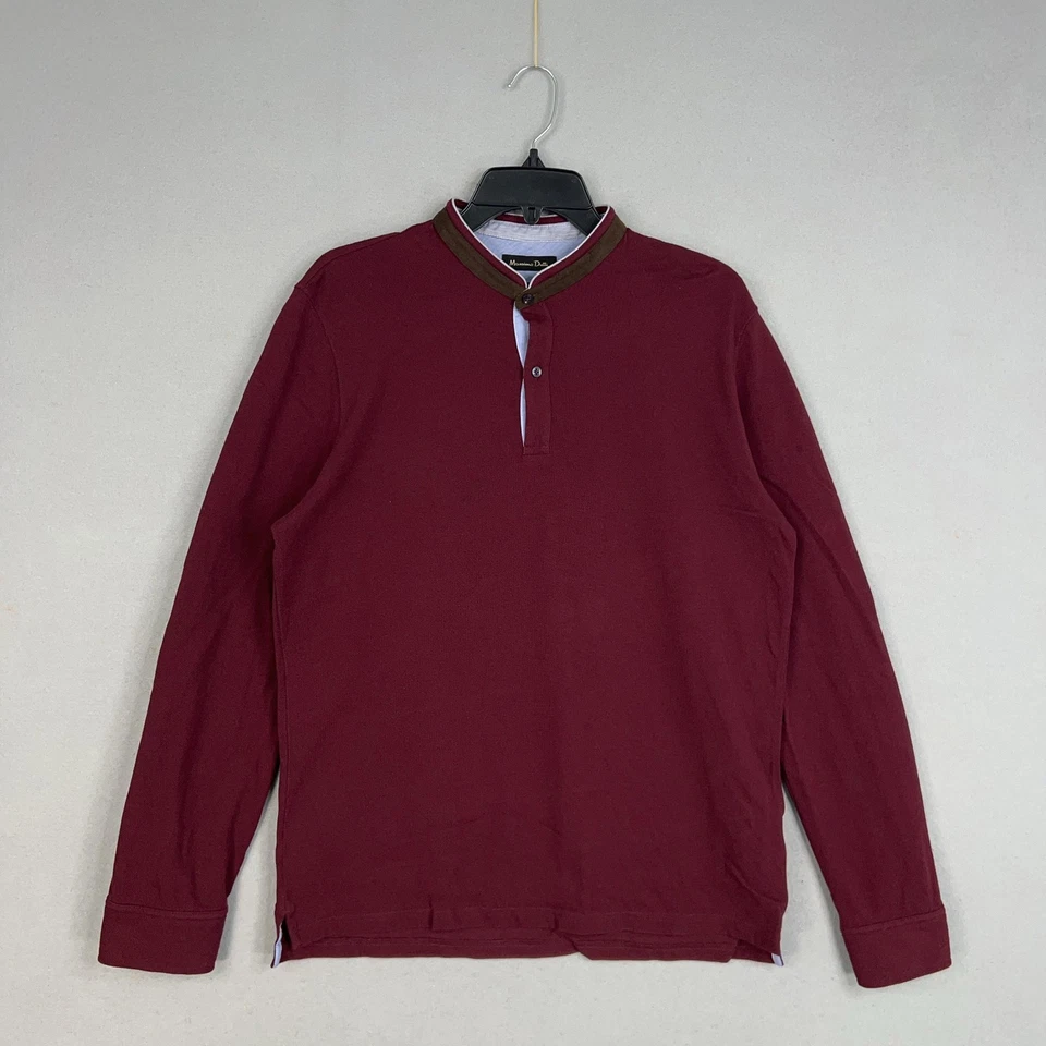 Camisa Massimo Dutti Para Hombres Grande Borgoña Calce Informal Imitación Marrón Gamuza Cuello Lujo Foto 1 de 4