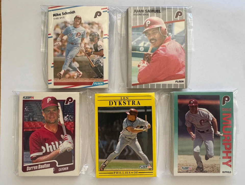 Philadelphia Phillies 1986-90 Fleer Base Team Sets (Lote de 5 juegos con Daulton RC) Foto 1 de 1