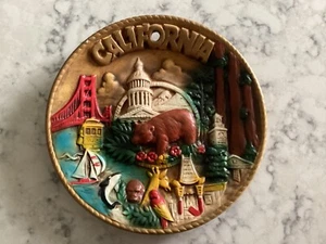 VINTAGE HTF “ STATE OF CALIFORNIA “ Souvenir 3D Plate 1970’s Karol Western 8" - Picture 1 of 3